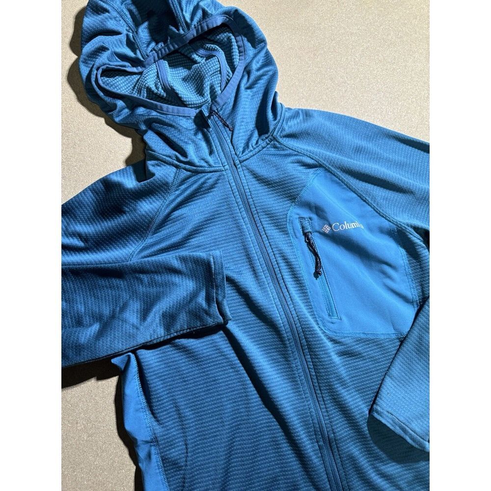 Columbia Fleece Zip Up Jacket Mens SMALL Omni-wick waffle blue